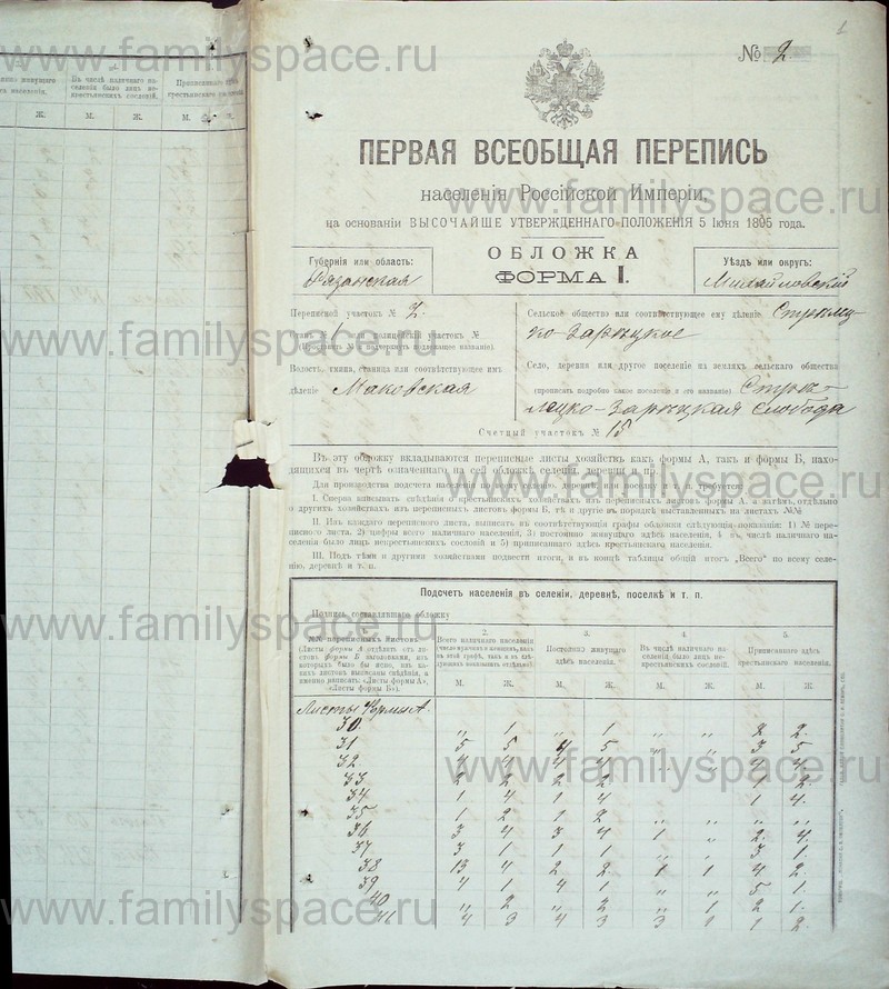 Перепись населения 1897 по фамильная