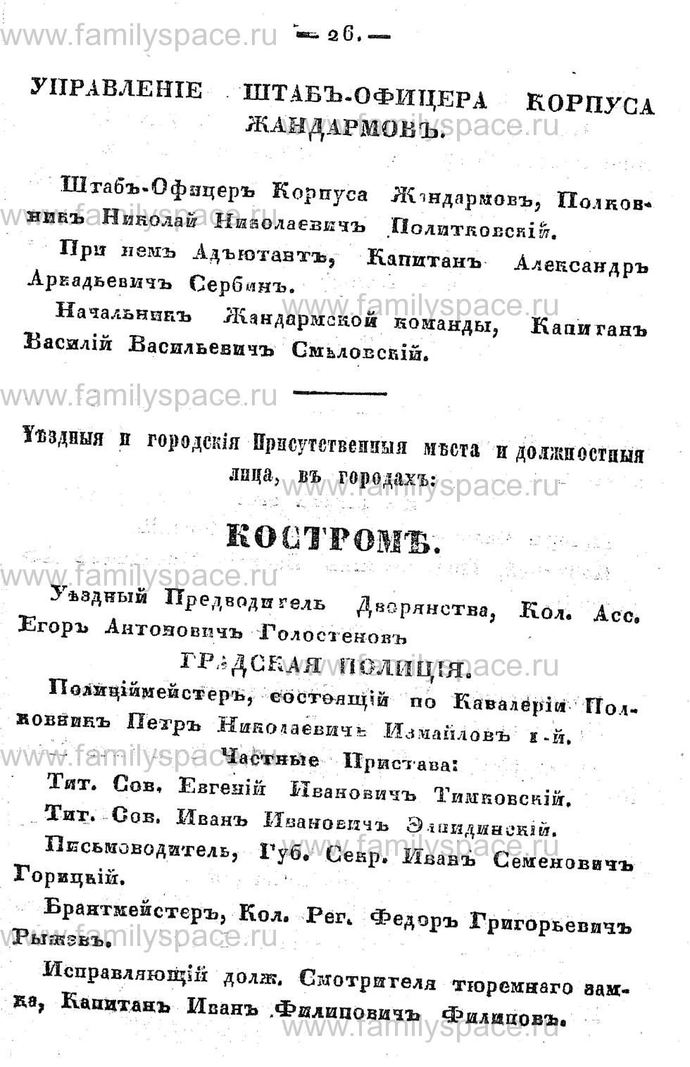 Поиск по фамилии - Памятная книжка Костромской губернии на 1857 год, страница 26