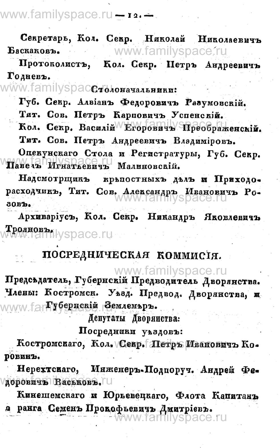 Поиск по фамилии - Памятная книжка Костромской губернии на 1857 год, страница 12