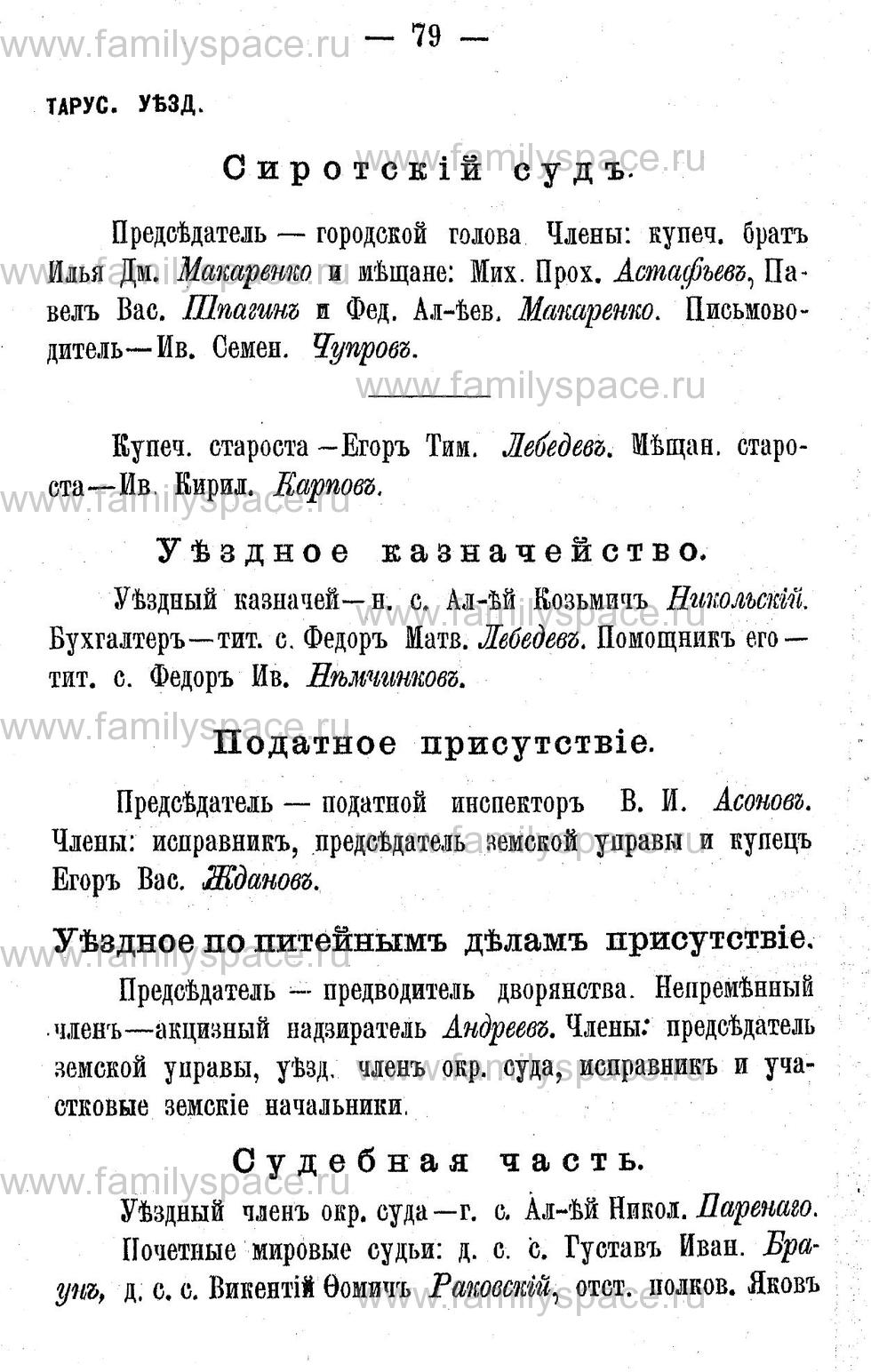 Поиск по фамилии - Адрес-календарь Калужской губернии на 1892 год, страница 2079